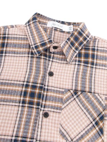 Image of Yoimira Boys Flannel Shirts Kids Long Sleeve Plaid Tops Casual Button Down Shirt Western Plaid Jacket