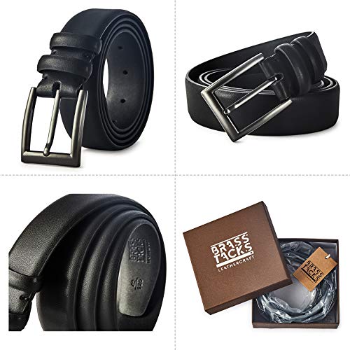 BRASS TACKS Leathercraft Men's Genuine Leather Dress Belt (Black, 40''-42''Waist) — view 6