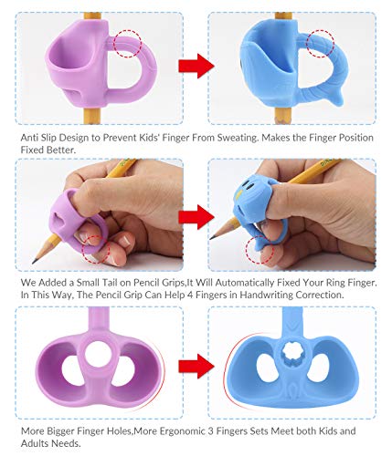 Firesara Pencil Grips, Original Owl Pencil Grips For Kids Handwriting Ergonomic 3 Fingers Sets Aid For Trainer Handwriting Posture Correction, Assorted Pencil Grips For Righties And Lefties (3Pcs) #TOP1