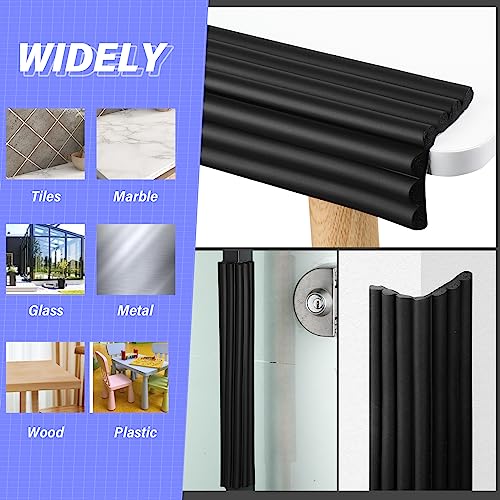 Image of Tradder 59 ft Extra-Wide Baby Proofing Table Edge Protector Crib Rail Bumper Child Safety Bunk Bed Ladder Cover Furniture Fireplace Desk Corner Guard with Adhesive Pre-Taped Foam Padding (Black)
