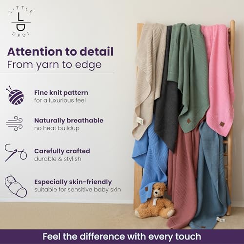 Image of Little Dedi- Lavander Frost Baby Blanket - Soft Knit Blanket for Babies 30x40 in - Cozy & Breathable - Oeko-TEX Certified - Ideal for Newborns, Strollers & Cribs - Acrylic