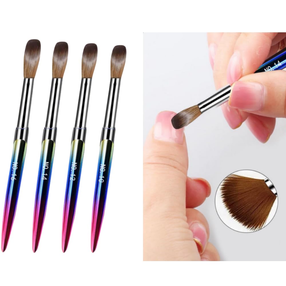 4Pcs Acrylic Nail Brush Set, Nylon Aluminum Tube Professional Manicure Art Design Carving Tools for Women DIY Home - Image 4