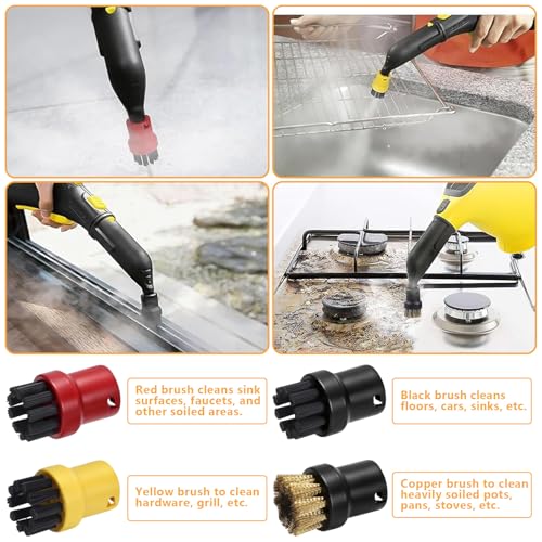 XTUDOU® 8 Stück Dampfreiniger ZubehöR DüSe RundbüRsten BüRste, DüSe RundbüRsten, KäRcher Dampfreiniger ZubehöR,ZubehöR für KäRcher Sc1 Sc2 Sc3 Sc4 Sc5 Easyfix