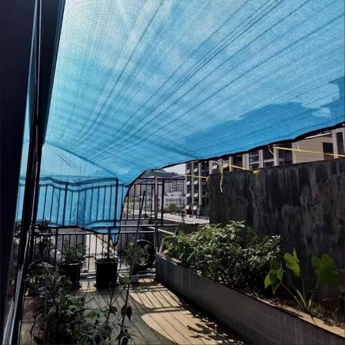 Voile d'ombrage extérieur bleu 4x20m avec œillets pour camping - 8