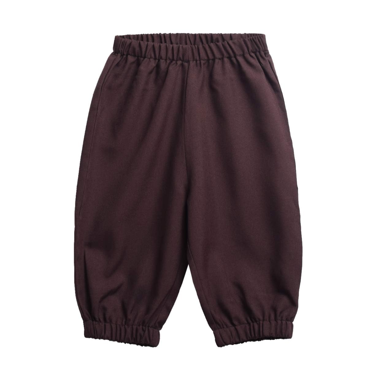 BPURBBoys Colonial Costume 18th Century Colonial Boys Costume Boys Colonial Pants Boys Knicker Pants Size 7 8 10 12 14 16 (Brown, 12)