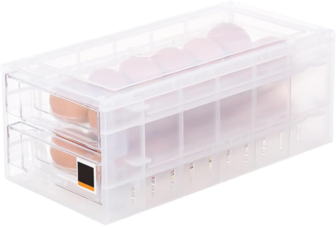 Egg Box Grid Double Layer Drawer Refrigerator Organizer PP 24
