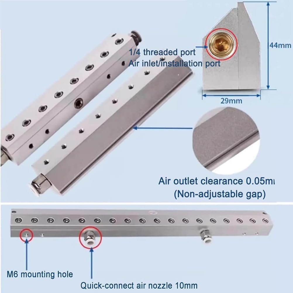 Soffiatore a lama d'aria, in lega di alluminio, con interfaccia filettata da 0,6 cm, spazio di uscita 0,05 mm per rimozione acqua/polvere, uso con compressore d'aria, 500 mm