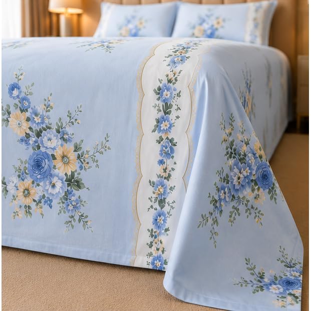 Image of Utopia Bedding Blended Cotton Bedsheet for Double Bed with 2 Pillow Covers | Floral Print Double Bed Bedsheet | 274CM x 228CM