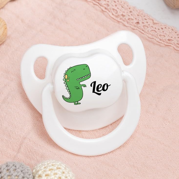 Wanapix | Sucettes bébé personnalisées | Tétines en silicone pour nouveau-nés | 0-6 mois | Sucettes anatomiques sans BPA ni phtalates | Dinosaure