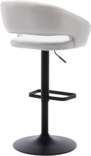 Miniatura 8 de Vogue Furniture Direct Taburete de bar ajustable con respaldo y brazos huecos, moderno taburete giratorio de piel sintética, silla de bar de altura