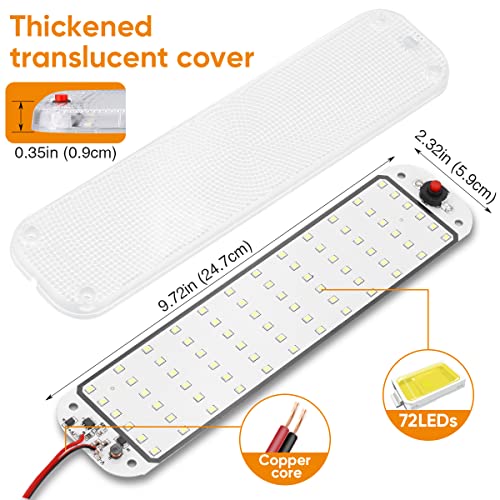 T6 12V Led Rv Ceiling Dome Light, Rv Lights Interior Fiexture For Rv Trailer Camper Boat Truck Van With On/Off Switch 800Lm Super Bright 72Leds Rv Interior Lighting Natural White 4000-4500K, 4Pack #TOP3