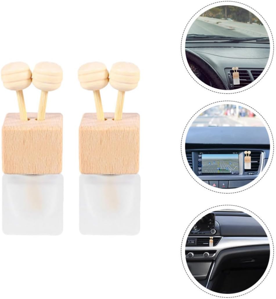 SHINEOFI 3pcs Car Air Vent Aromatherapy Diffuser Bottles with Glass Containers and Wooden Lids, 360 Degree Rotatable Clip Design for Car or Bookshelf Essential Oil Diffusing