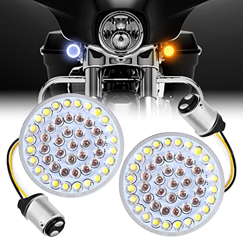 Lx-Light Pair 2'' Bullet Style 1157 Front Led Turn Signal Light Kit Compatible With Dyna Softail Touring Street Glide Road King 1986-2023 Honda Yamaha Motorcycles #TOP8