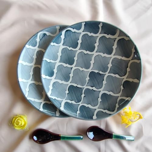 Image of Ash Grey Ceramic Round Plates - Set of 4 (7.28 inch) | Microwave, Oven & Dishwasher Safe | Perfect for Dessert, Salad & Small Meals | Elegant Porcelain Dish | Ideal for Gifting