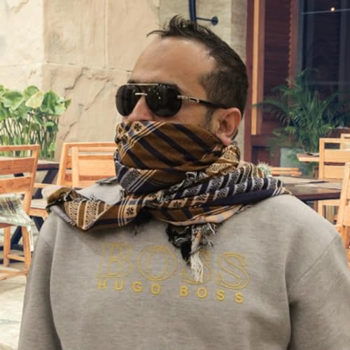 Image of Cotton Shemagh Keffiyeh Scarf - Lightweight Tactical Desert Head Neck Wrap, Sun Protection Outdoor Scarf for Summer Hiking