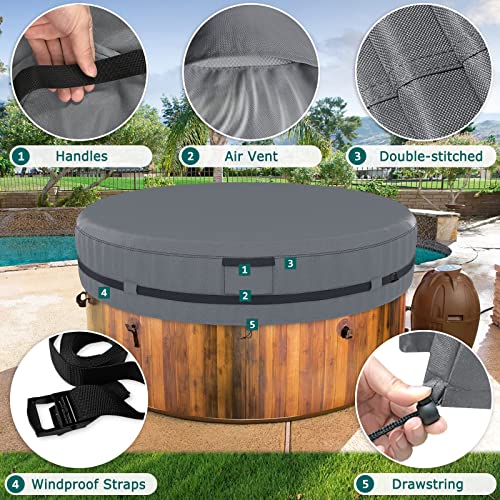 Cubre Jacuzzi Redondo Impermeable 80''x14'' Gris miniatura 3
