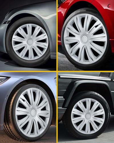 Image of ABX Hubcaps,16 inch hubcaps Set of 4, Wheel Rim Cover ABS Material, Snap On Car Truck SUV Replacement, for Toyota Camry Nissan Mazda etc (OV Silver, 16 inch)