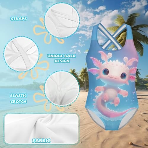 Image of WELLFLYHOM Girls Bathing Suits Size 5-14 One Piece Cross Back Swimsuit Sleeveless Full Coverage Swimwear for Beach Swimming