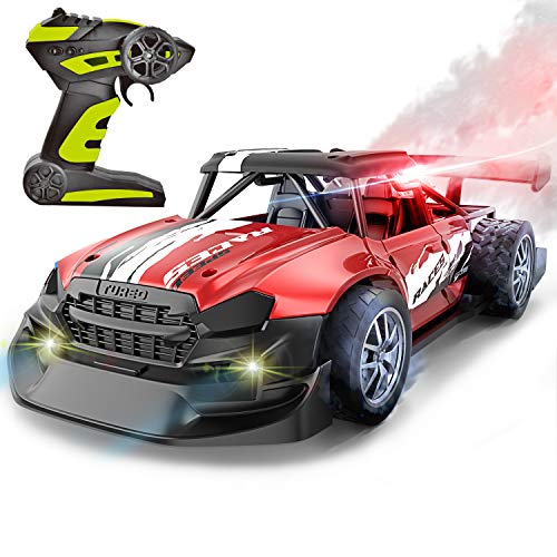 Alloying Mist Spray Remote Control Car- Alloying Car Body Real 2.4GHZ Remote Control High Speed Car Toy,Mist Spray Racing Mode, Led Light Mist Spray Engine(Red)