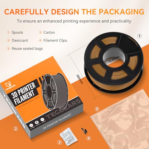 Image of TECBEARS PLA 3D Printer Filament, PLA Filament 1.75mm, Neatly Wound 3D Printing Filament, Dimensional Accuracy + /- 0.02 mm,Fits for Most FDM 3D Printers,1 Kg Per Spool, Pack of 2, Black+Black
