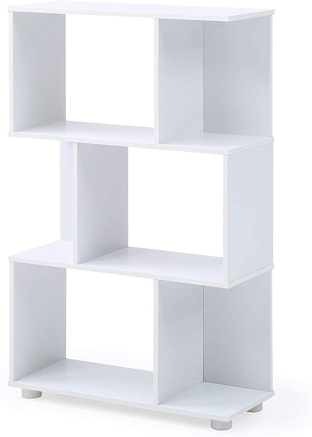 AC PacificModern Staggered 3-Shelf Manor Bookcase, White