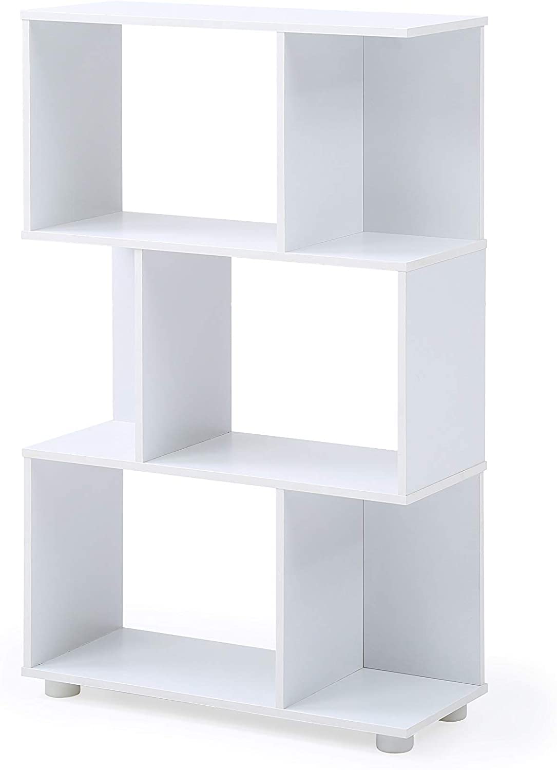 AC PacificModern Staggered 3-Shelf Manor Bookcase, White