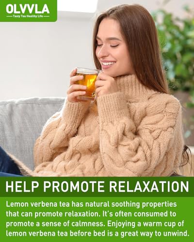 Image of Olvvla - Premium Lemon Verbena Tea Bags - 1.5g X 30 Count - Pure Natural Cedron Herb - Caffeine-free - Non-GMO - Lemon Tea - Verbena Tea - Support Digestion & Promote Relaxation