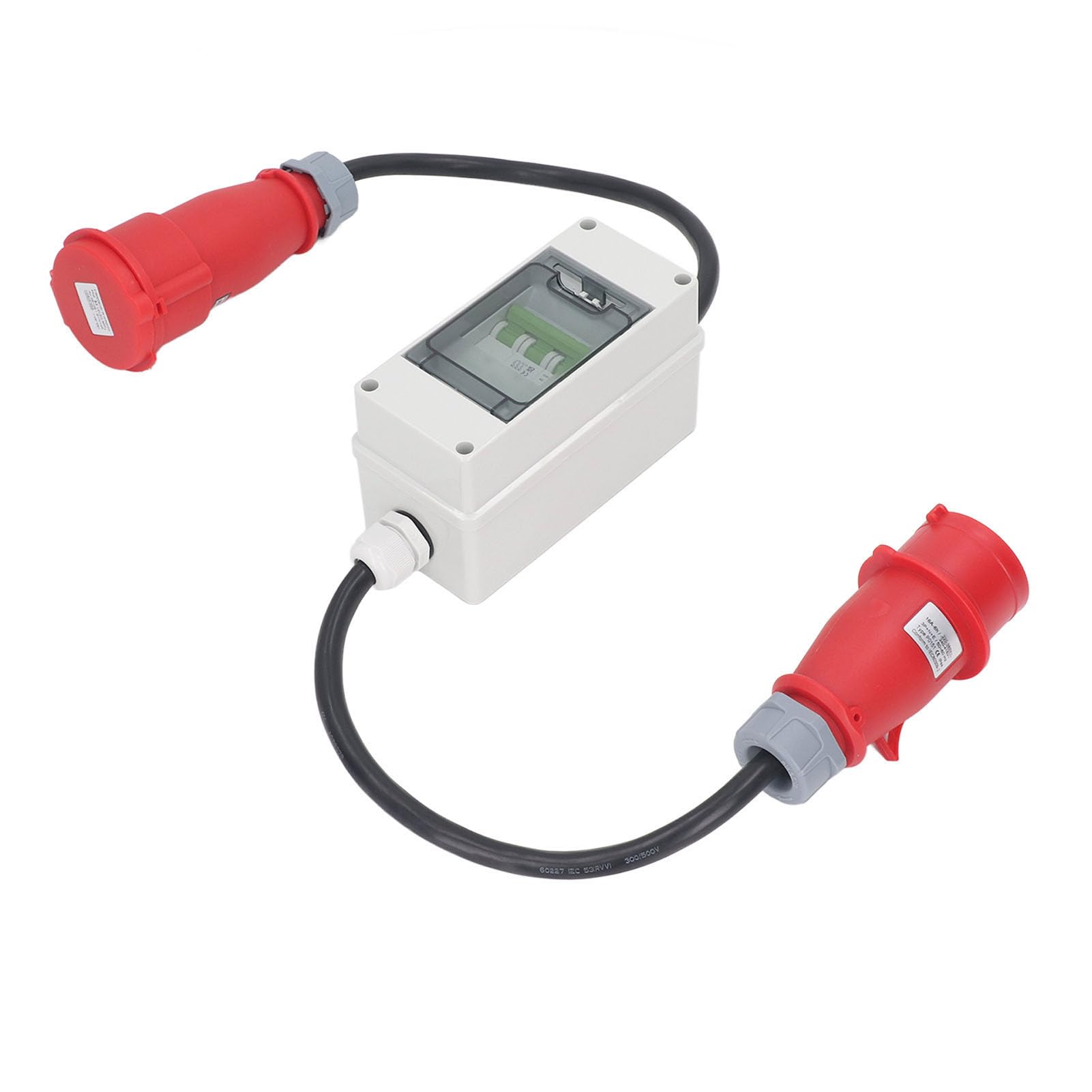 Adaptateur CEE, 16A 5 Broches 2,5 mm² IP44 étanche à la Poussière avec Disjoncteur 400 V 16 A 3P, pour Ateliers, Chantiers de Construction,