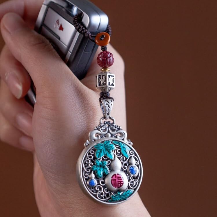 Breloczek do Samochodu Pure Silver Gourd Keychain Pendant Peace Men And Women Jewelry, Personalized Car Ornaments Backpack
