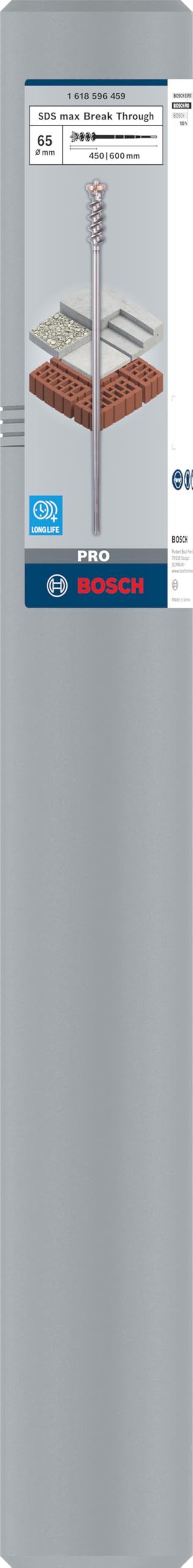 Bosch 1x Punta PRO SDS max Break Through (per Calcestruzzo, Blocco in calcestruzzo, Ø 65,00 mm, Professional Accessorio Martello perforatore)