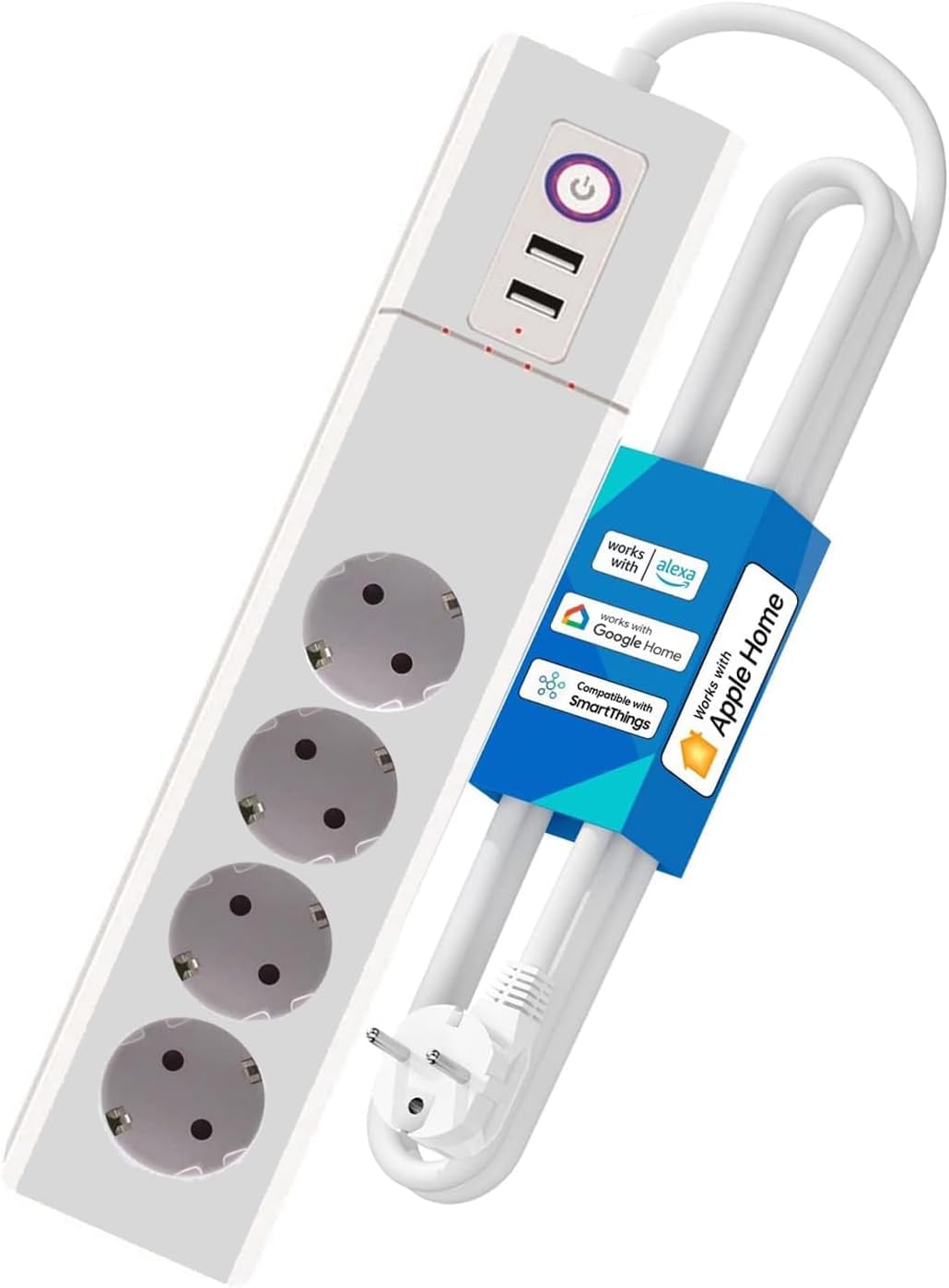 UseeLink Zigbee Steckdosenleiste,16A 4 Steckdosen 1 USB A/2 Typ-C(Schnellladen) Mehrfachsteckdose mit Überspannungsschutz, Alexa,Google Home, ZHA,2MQTT