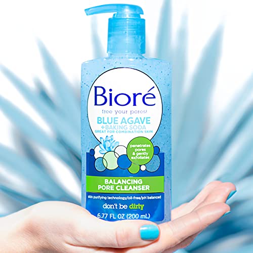 Bioré Daily Blue Agave + Baking Soda Face Wash, Balancing Pore Facial Cleanser For Combination Skin, To Penetrate Pores & Gently Exfoliate Skin, 6.77 Ounce (Pack Of 3) White #TOP5