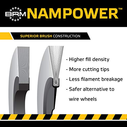 Image of Brush Research CW61280SC Nampower Composite Hub Abrasive Nylon Wheel Brush, Round Hole, Silicon Carbide Filament, 6 inch Diameter, 0.040 inch Wire Diameter, 2 inch Arbor Hole, 1.5 inch Bristle Length, (Pack of 1)