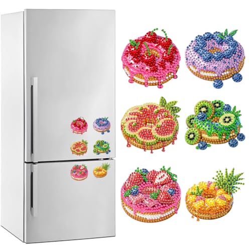 Fiorky 6 szt. Magnesy akrylowe o specjalnym kształcie Zwierzęta jedzące arbuz Diamentowe magnesy artystyczne Naklejki Diamentowe malowanie Magnes na lodówkę dla majsterkowiczów Craft forty Prezent Fig