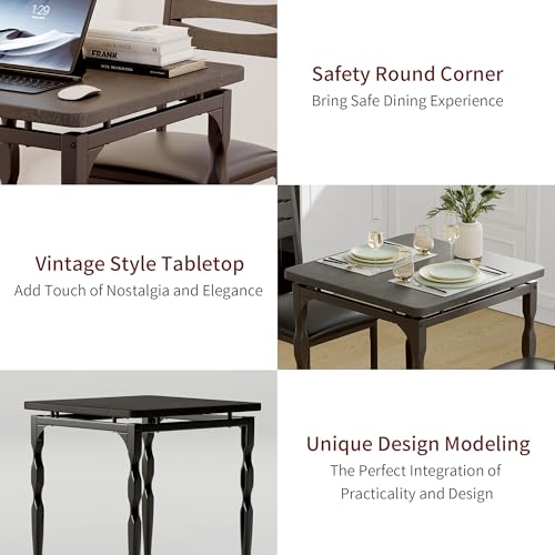 Image of Garvee 3 Piece Dining Table Set, Farmhouse Style Dining Table and Chairs Set for 2, Dining Set for Dining Room Kitchen Apartment, Black