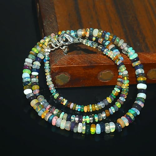 Ethiopian Fire Opal Rondelle Beads Necklace 3-5MM Opal Beads Strand For Men/Women2