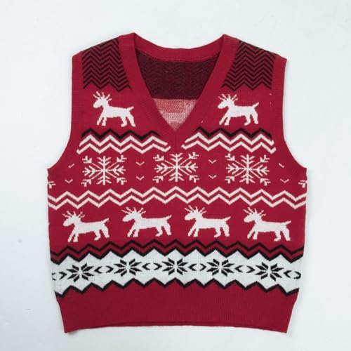 Image of JULYCLO Christmas Sweater Vest Women Ugly Xmas Reindeer Knit Sweaters Casual Santa Snowflake V Neck Sleeveless Outwear Tops
