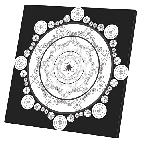 Tableau Toile Mandala Noir et Blanc 60x60 cm pour Déco Intérieure