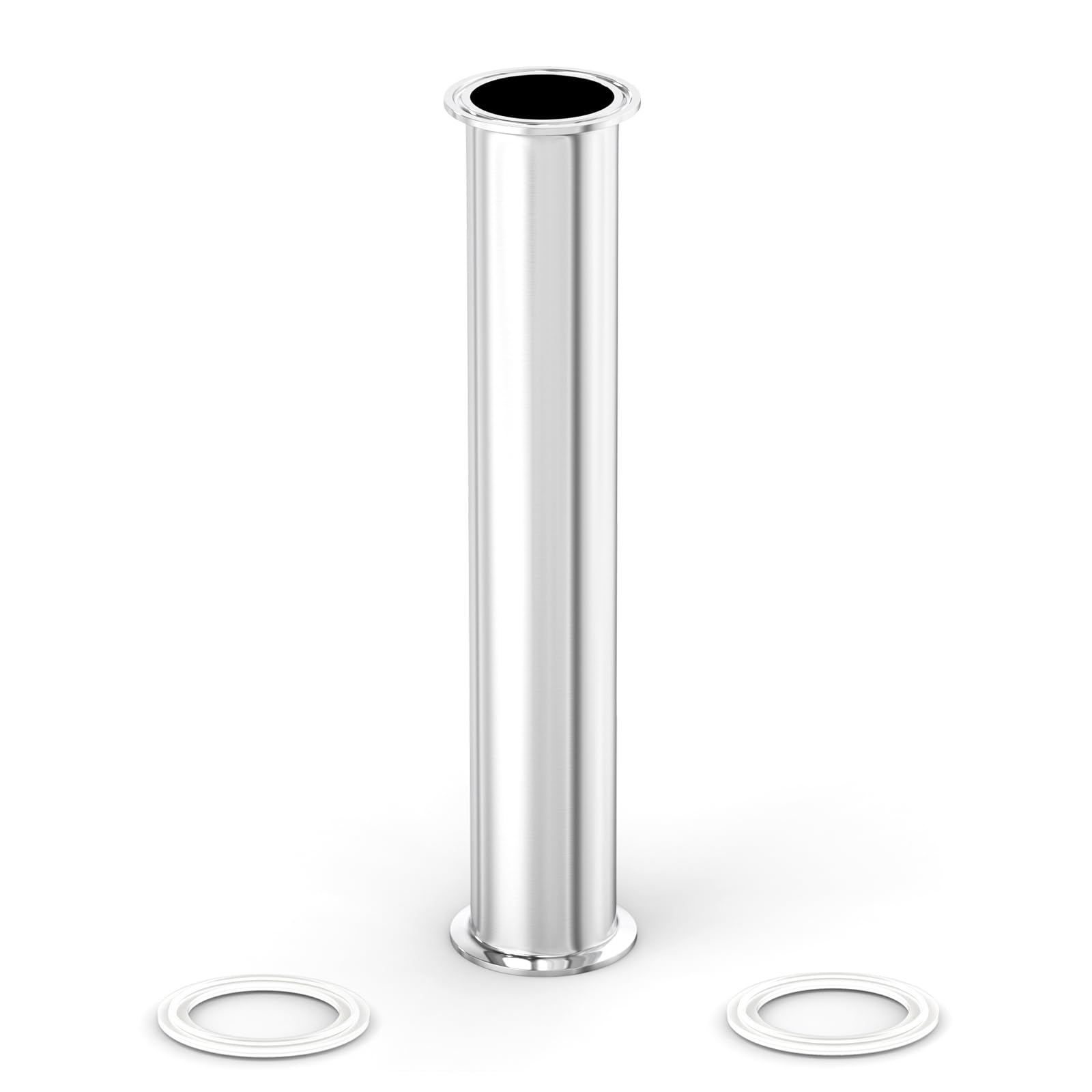 1 Stück 2" Tri Clamp 64MM OD Ferrule Flansch Sanitär Spool Tube 304 Edelstahl Nahtlose Rundrohre mit Unterlegscheiben (Rohrlänge: 12"/305MM)