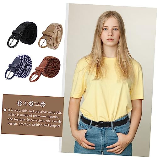 BESPORTBLE Elastic Braided Waist Belt for Dresses Unisex Stretch Woven Fabric Band Comfortable Decorative Accessory for Party and Daily Wear Beige4