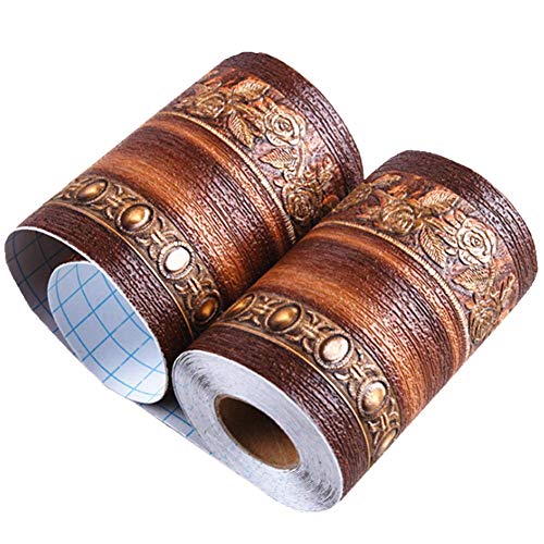 Redodeco 3D Pattern Self Adhesive Floral Molding Pvc Wallpaper Border Home Deco (Dark Brown) #TOP1