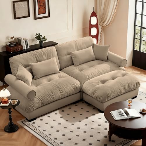 Image of SoarFlash L Shaped Couches for Living Room, Small Sectional Sofa Set with Reversible Chaise, Modern Designed Sleeper Sofas and Modular Couch Function, Suitable for Small Spaces in Apartment, Brown