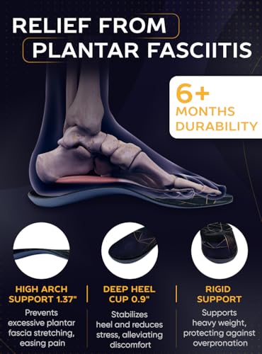 Image of CRUVHEAL Plantar Fasciitis Insoles Men High Arch Work Boot Insert, S