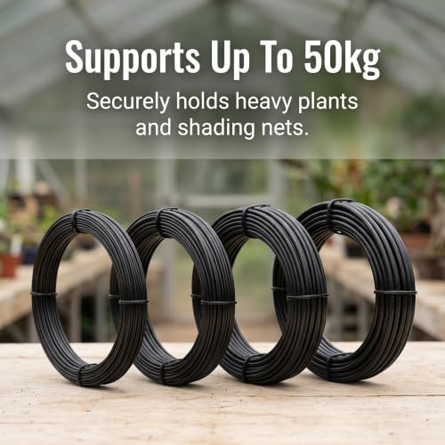 Alambre de soporte Baoblaze para enrejado y plantas, línea para invernadero de PET de alta resistencia para tensión confiable y configuración sencilla, apto para huertos, color negro, 1,5 mm (100 m) miniatura 2