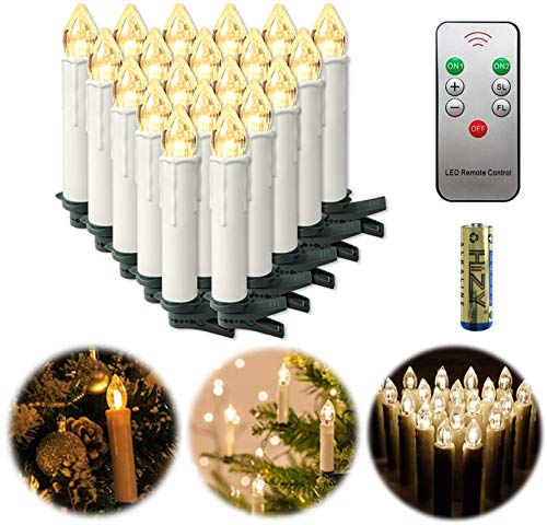 Preisvergleich Produktbild UISEBRT 40er LED Weihnachtskerzen mit Fernbedienung Kabellos Warmweiß Kerzen Flammenlose für Weihnachtsbaum, Weihnachtsdeko, Hochzeitsdeko, Geburtstags, Party, Feiertag (40er mit Batterie)
