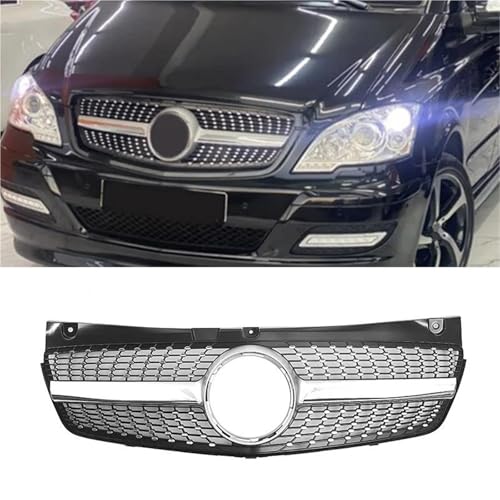 Grille calandre Mercedes W639 Viano Vito look diamant argenté en ABS premium - 2