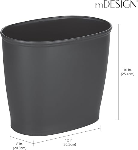 Miniatura 4 de mDesign - Papelera ovalada de plástico, moderna y de tamaño conveniente, para baño, cocina, cuarto de servicio, hogar, oficina, dormitorios.,