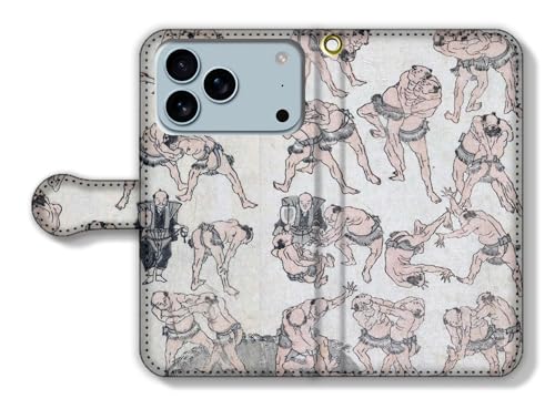 手帳型 iPhone17 Pro互換 スマホケース 【世界の名画】 葛飾北斎 ☆浮世絵☆ 北斎漫画 戯画 漫画 アート 絵画 芸術 日本 和 和風 和柄 伝統 (4)