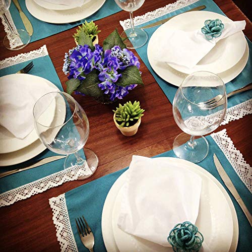 Porta Guardanapo Botão de Rosa Rústico (Azul Turquesa) - 4 unidades