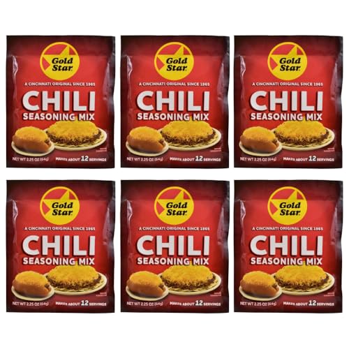 Gold Star Cincinnati Chili Seasoning Packets | Authentic Original Chili Mix | 6 Pack | Famous Ohio Style Chili for Spaghetti, Coneys & More